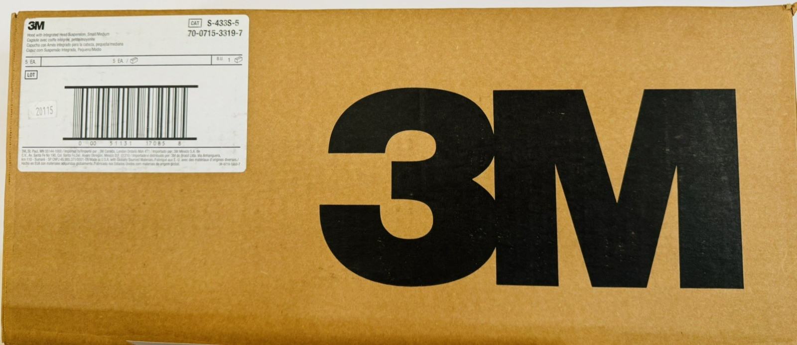 3M Versaflo Hood with Integrated Head Suspension, S-433S-5, Small/Medium/5 Hoods