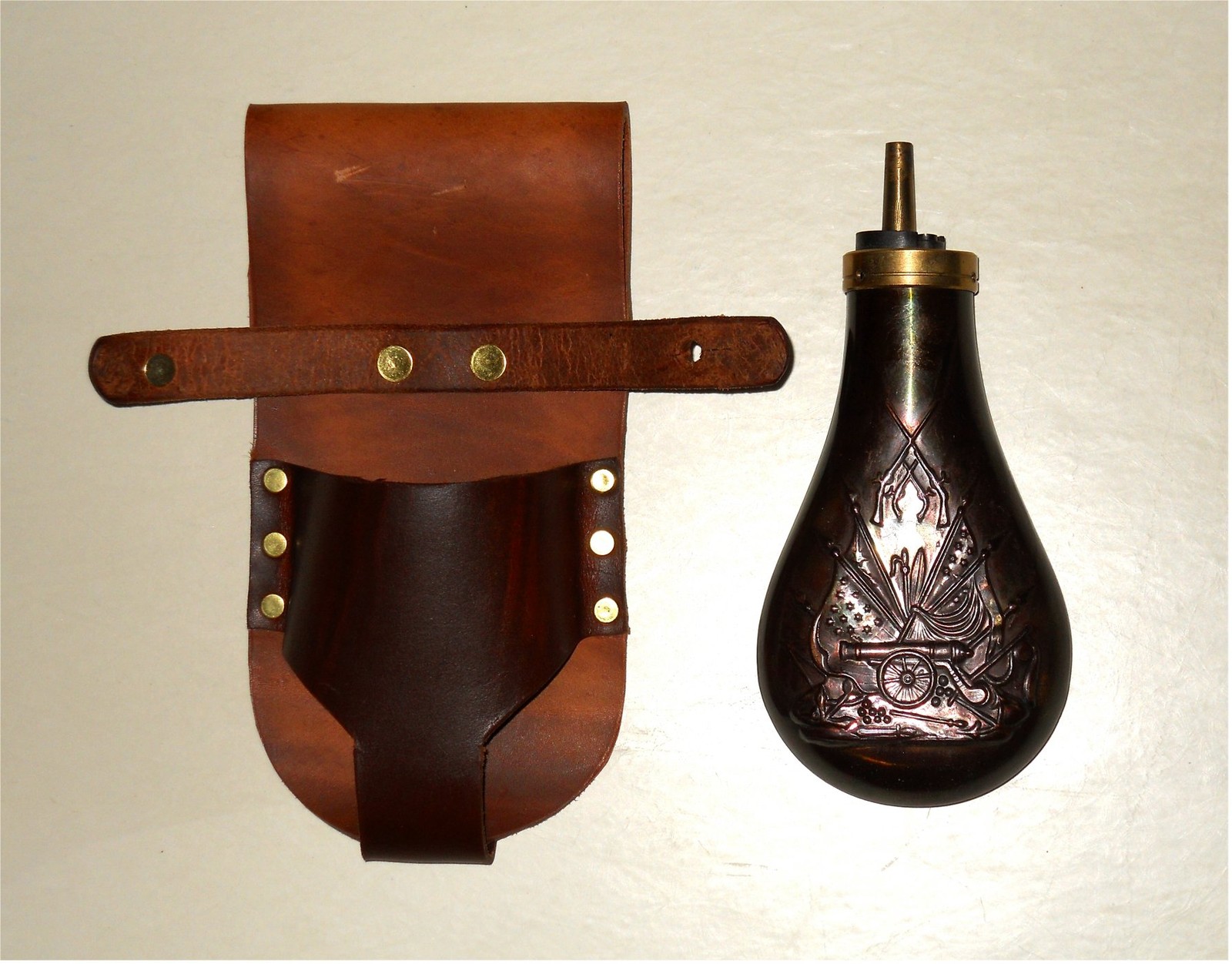 Black Powder Leather Flask Belt Holder (BP) - BROWN USA Maker