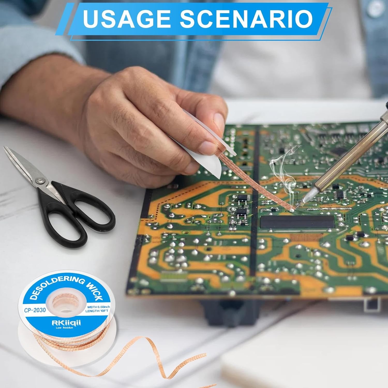 3pcs Solder Wick Braid with Flux, Upgrade Desoldering Wick (0.08/0.1/0.12in, 10f