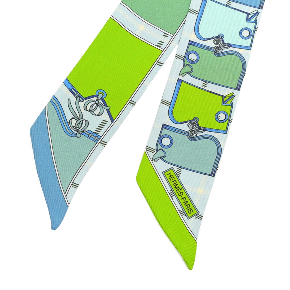 Hermes Twilly Camaille Yellow Multicolor Silk Scarf Used