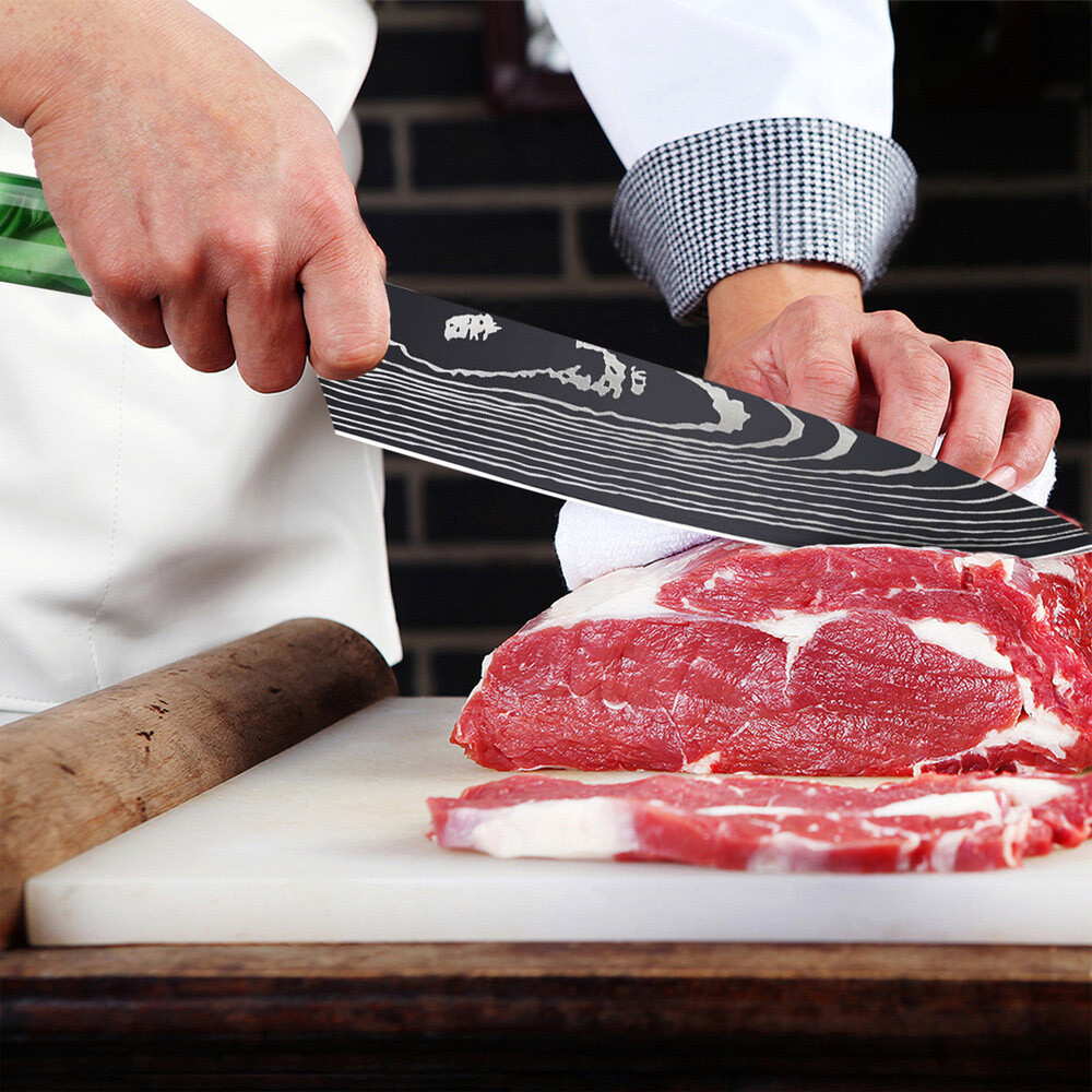 Japanese Damascus Pattern Chef Knives Stainless Steel Cleaver Kitchen Knife Set