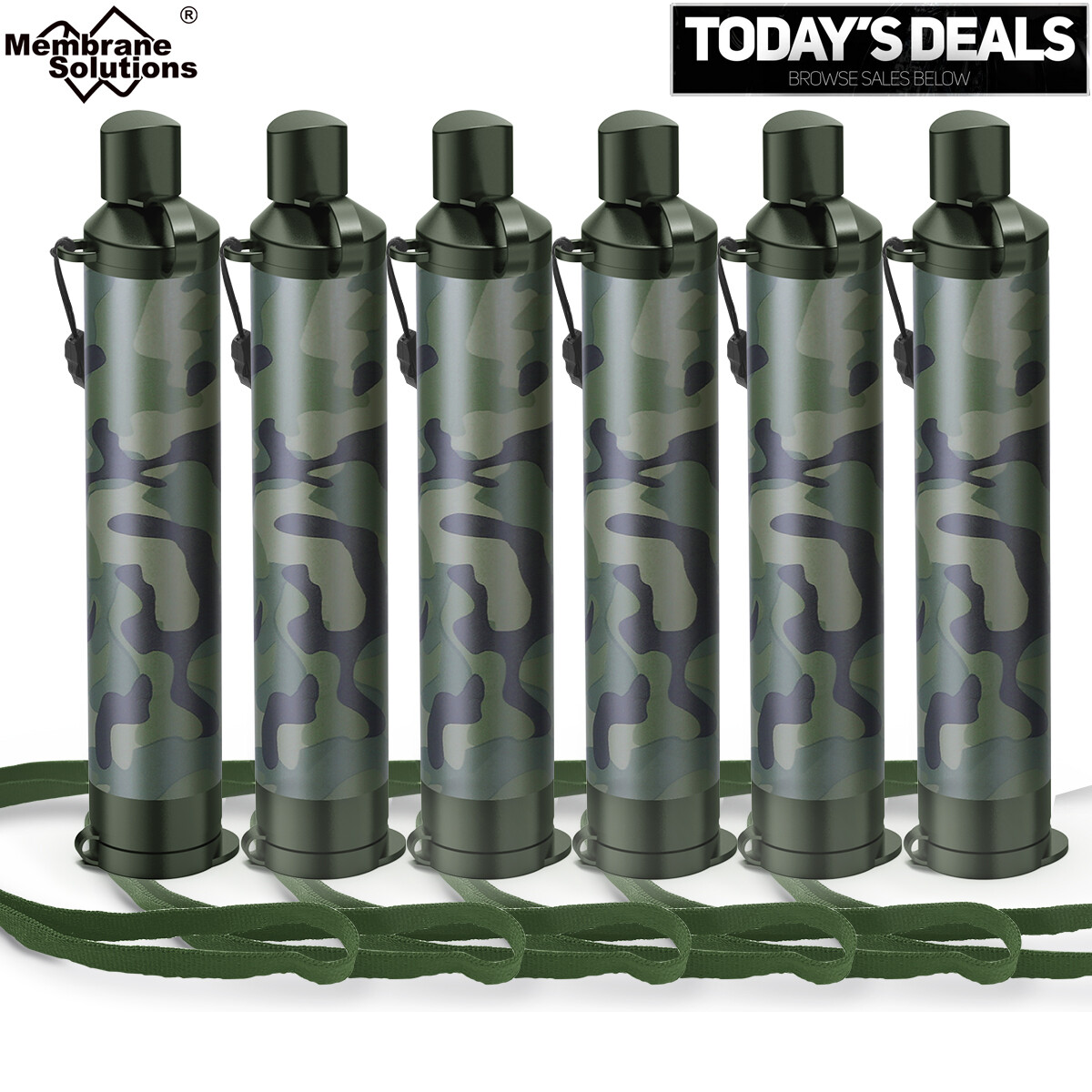 6-PACK Personal Water Filter Straw Outdoor Survival Filtration Purifier Portable