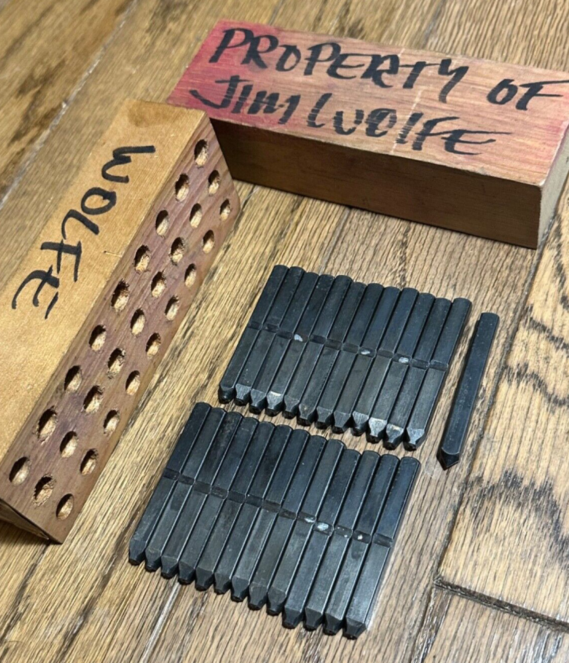 🇺🇸 Young BROS USA 3/32" Steel Punch A-Z Letter Hand Stamp Set Lot Wood Box