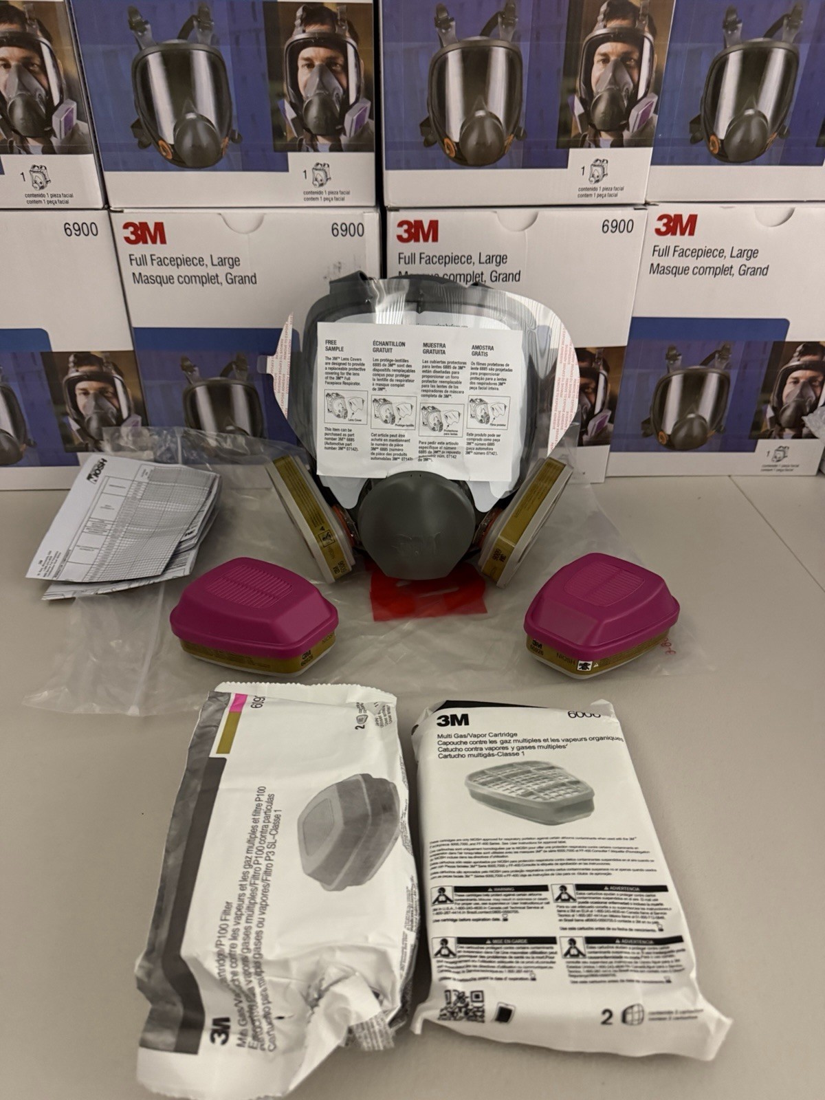 Bundle 3M 6900 LARGE FULL FACE RESPIRATOR MASK & 2 60926 GAS VAPOR+2 6006 Filter