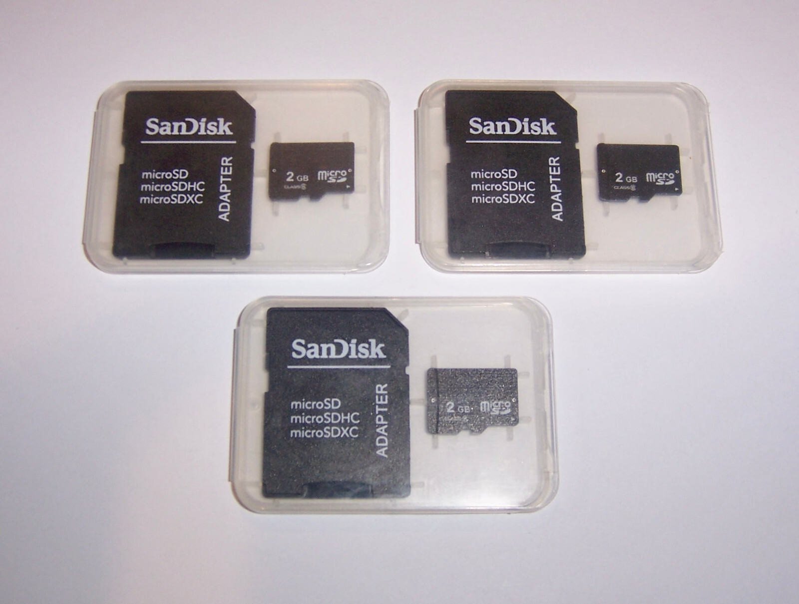 Lot of 3 New 2GB Micro SD Memory Cards, 2 GB MicroSD + Cleaning Cloth - USA