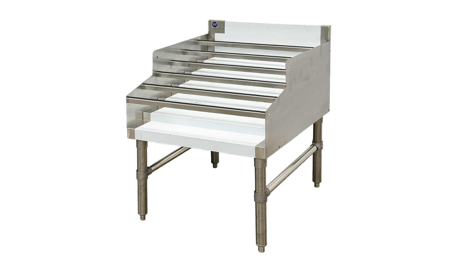 24" W 6 Shelf Liquor Display Rack, Stainless Steel