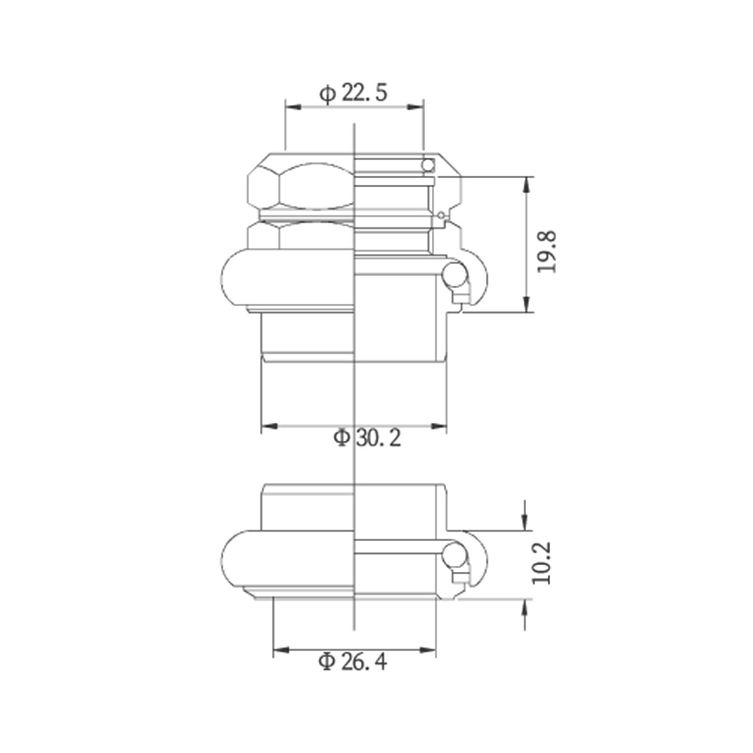 Tange-Seiki Levin CDS 1" Threaded Headset 26.4mm Crown Race Chrome , Silver