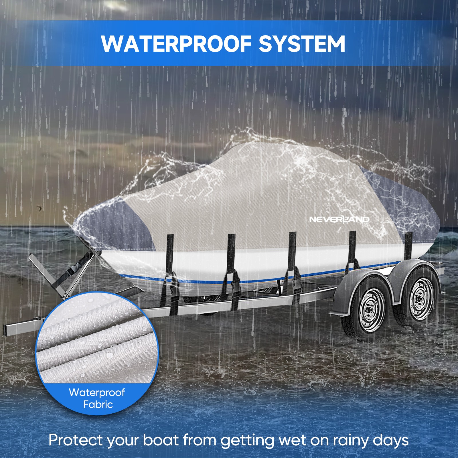 Heavy Duty Waterproof Boat Cover 17ft 18ft 19ft Fits V-Hull Fishing Ski Runabout