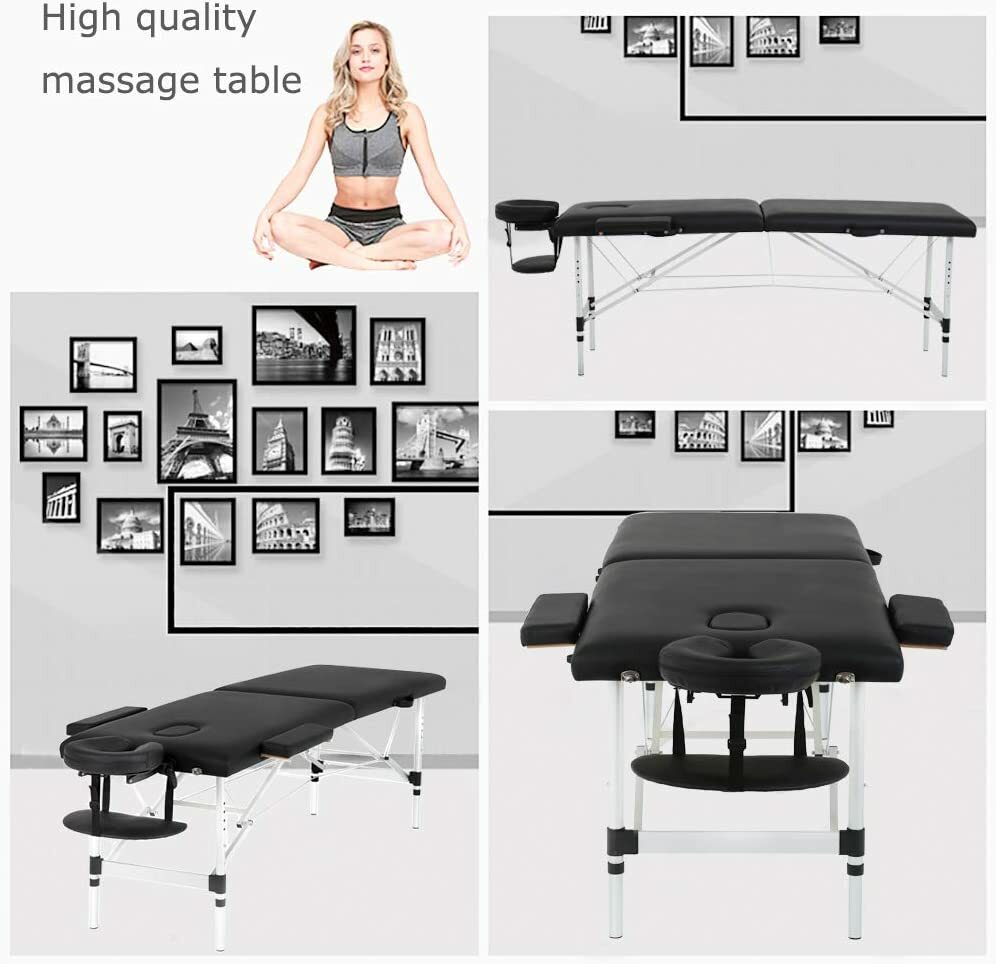 Aluminium Massage Table Massage Tables Portable Massage Bed Black/Pink