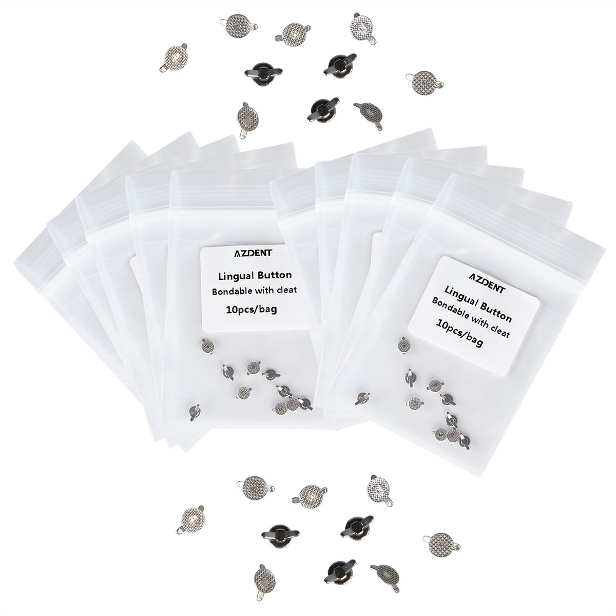 AZDENT Dental Orthodontic Lingual Buttons Bondable Round /Rectangular Base
