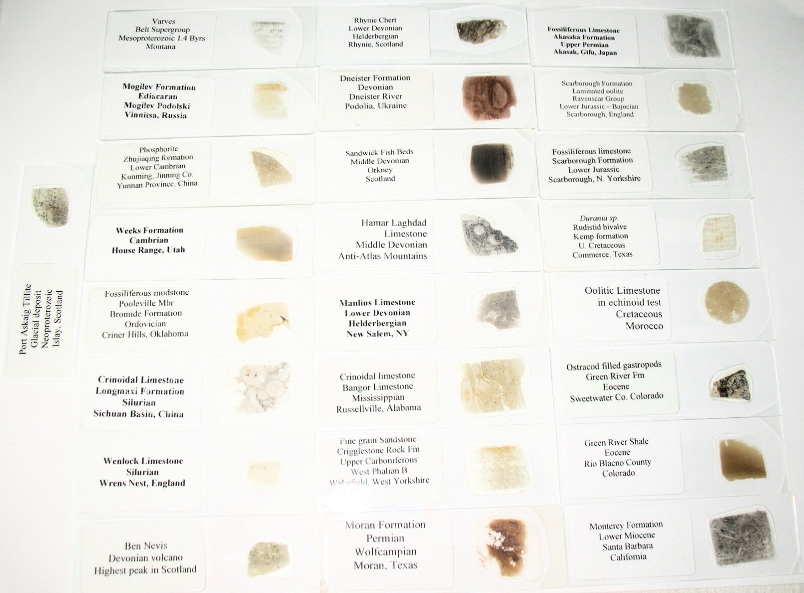 Geological Rock Formation & fossil Thin Section collection 100 slides in case