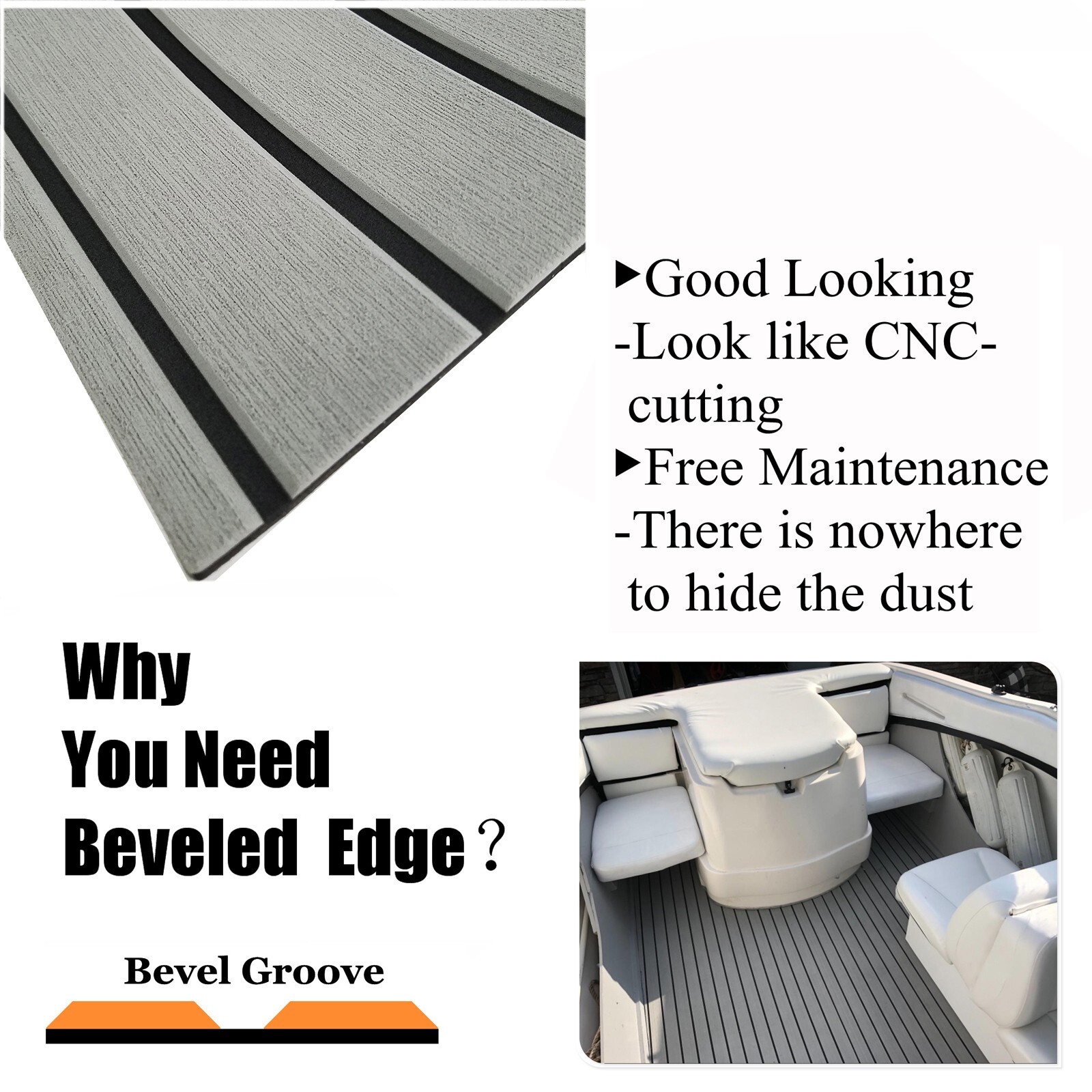 Self-adhesive Boat Flooring EVA Foam Teak Decking for Yacht Pontoon Boat | Gray