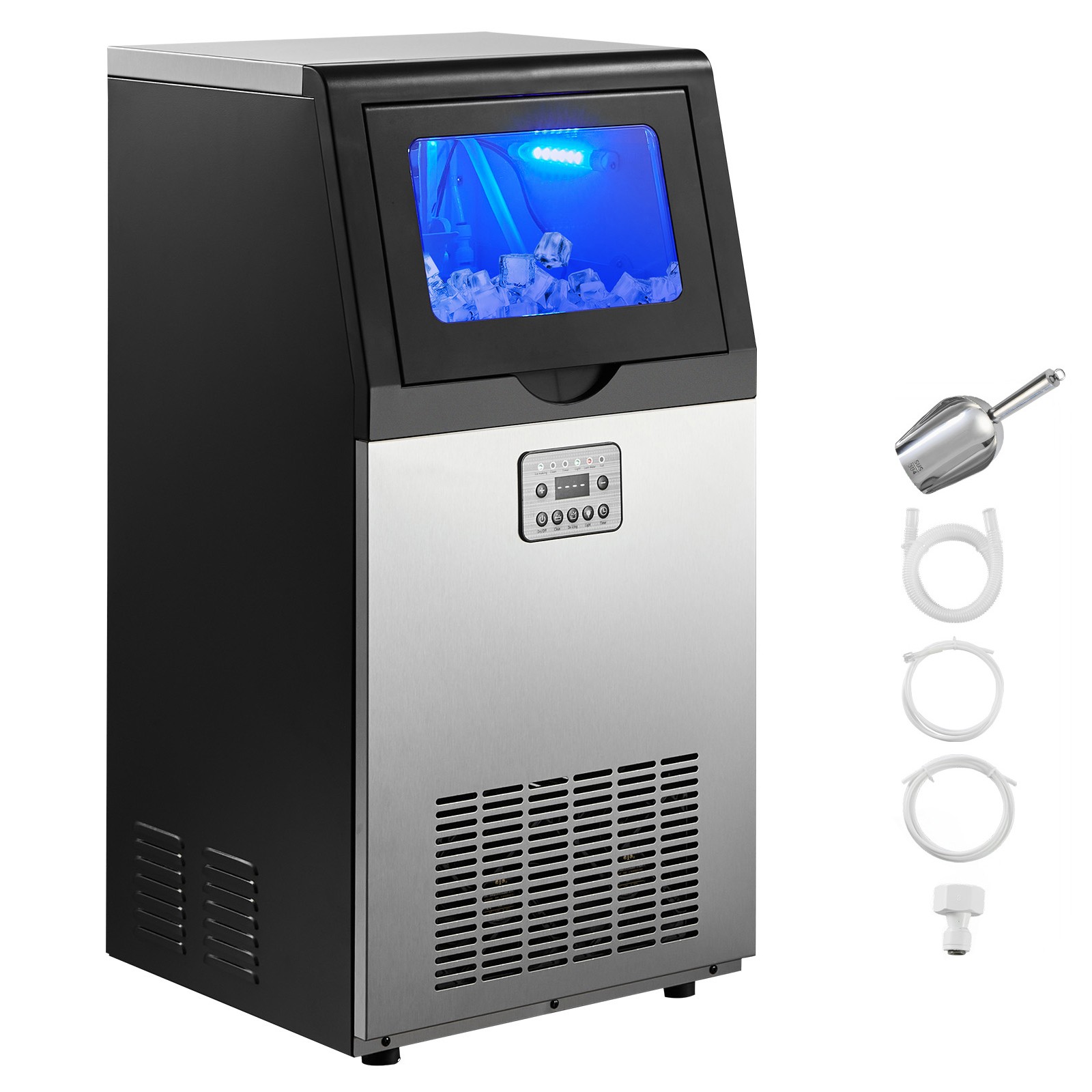 Uimoso Commercial Ice Maker Machine,120lbs Daily Output, 30 lbs Storage Capacity