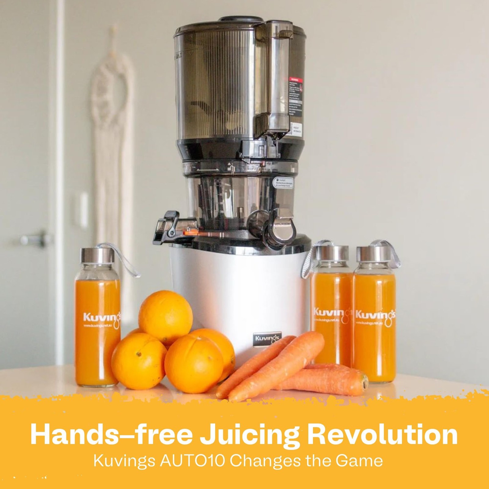Kuvings AUTO10 Cold Press Juicer Silver - Hands-Free Electric Masticating Jui...