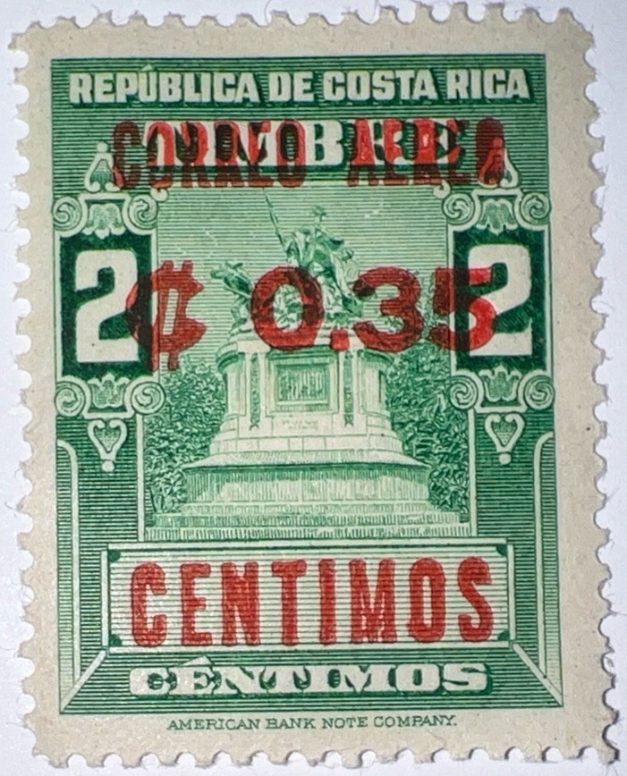 TRAVELSTAMPS: 1962 COSTA RICA STAMPS SC# C341 SURCHARGED AIR MAIL , MOGNH