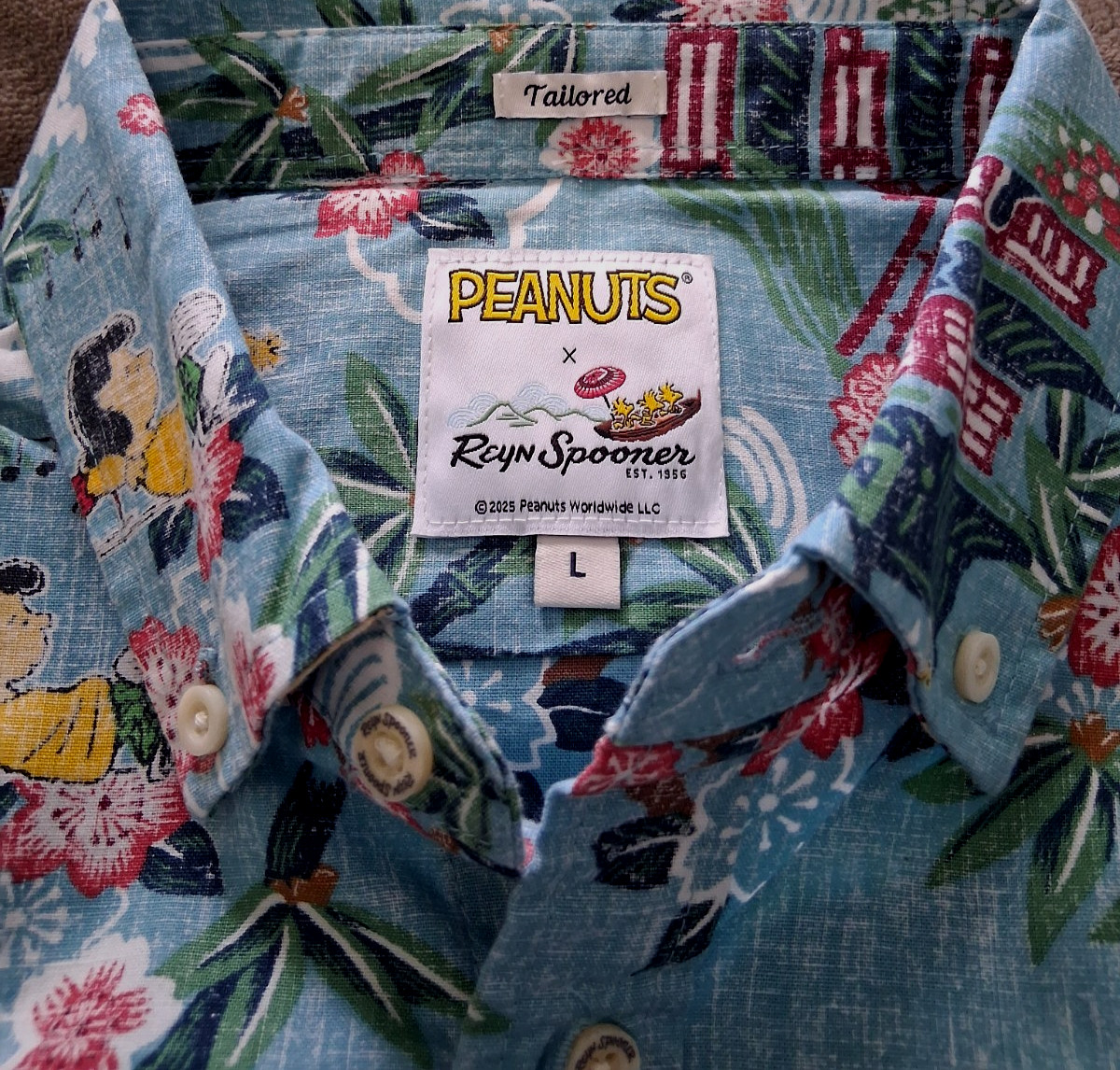 Reyn Spooner Peanuts in Japan Men's Aqua Button Front Shirt