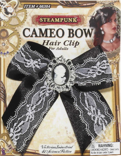 SteamPunk Cosplay Victorian Cameo Bow Hair Clip, NEW