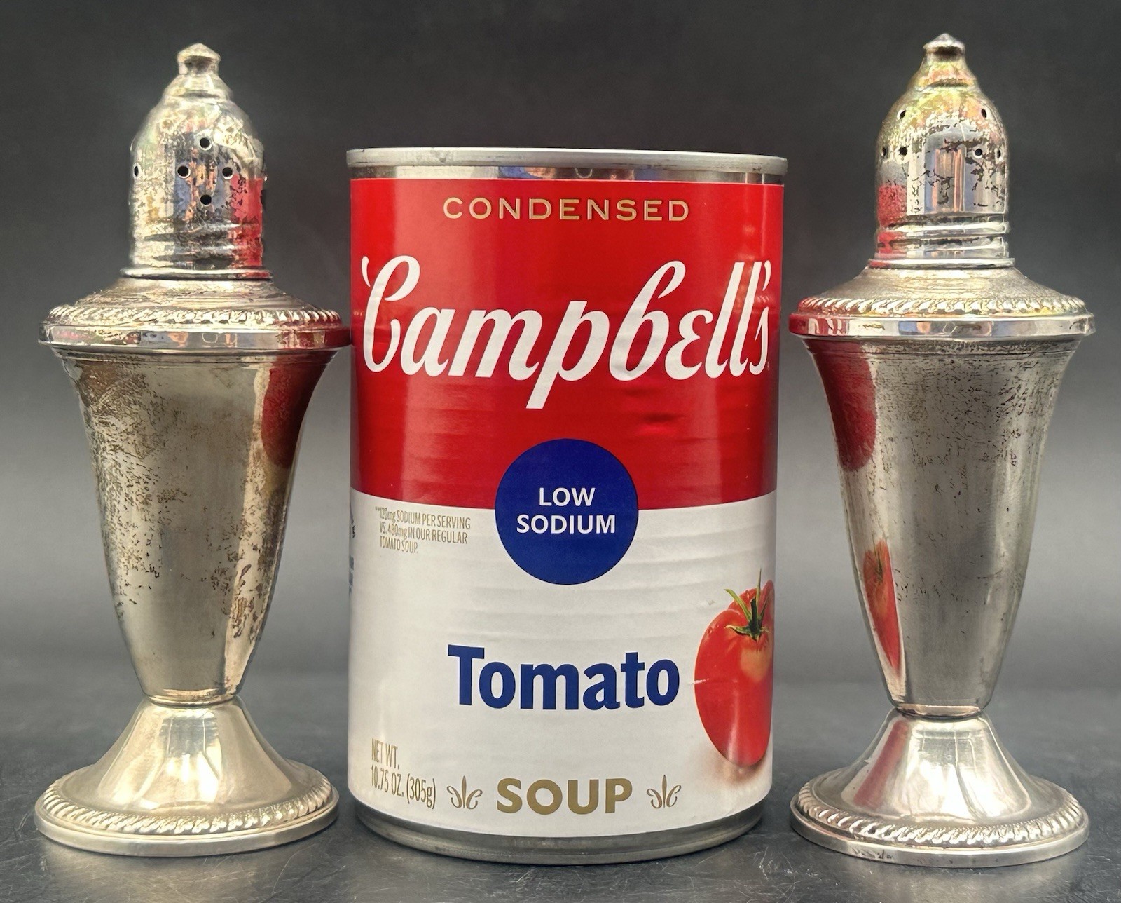 Duchin Creation Salt & Pepper Shakers Weighted Sterling Silver Over Glass