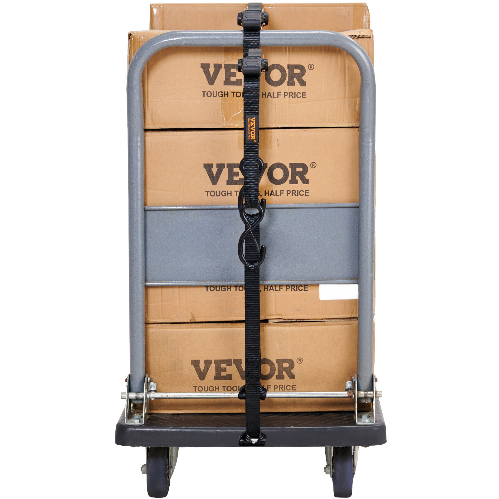 VEVOR 4 Pack 1"x 15' Ratchet Straps Tie Down Straps Heavy Duty w/ S-Hooks