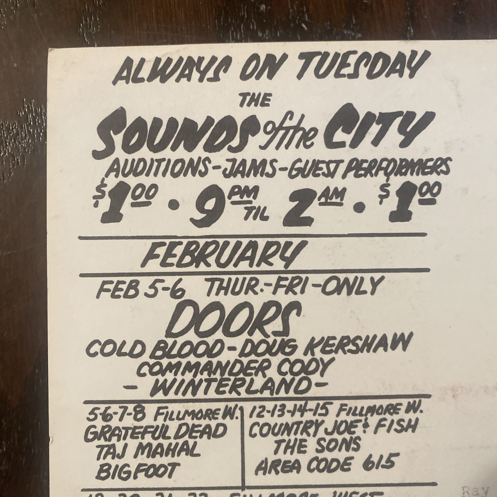 GRATEFUL DEAD STEVE MILLER FILLMORE Double Postcard Singer 1970 BG 214-216