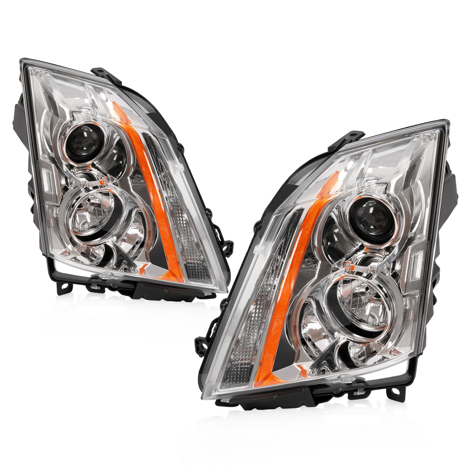 HECASA Halogen Pair Headlight For Cadillac CTS 08-15 Left and Right With Bulbs