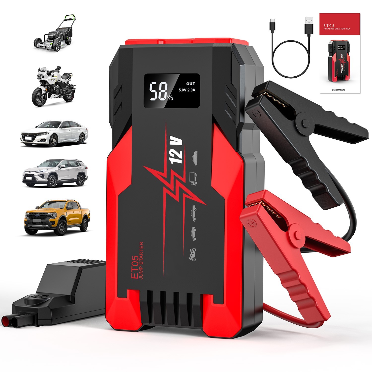4000A Jump Starter Portable 12V Car Battery Booster Power Bank Pack Charger