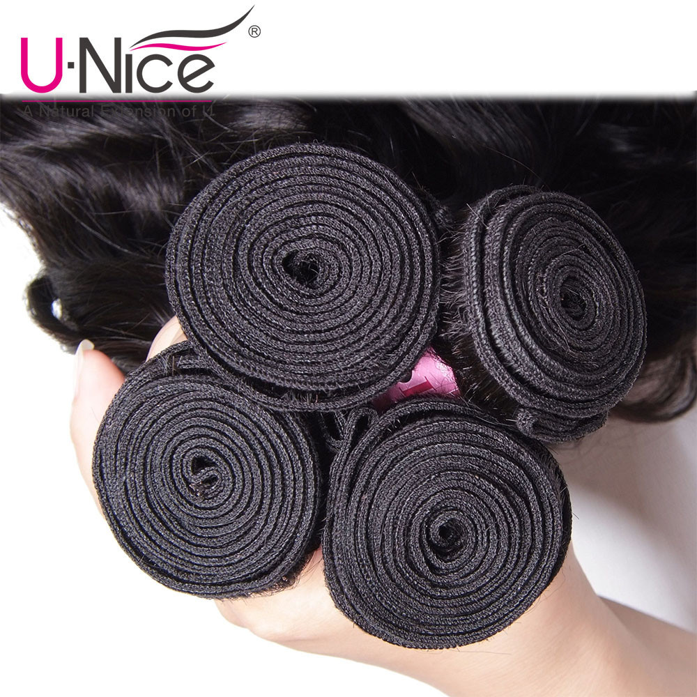 UNice Hair Indian Natural Wave 100% Human Hair Extensions 1-3 Bundles Hair Wefts