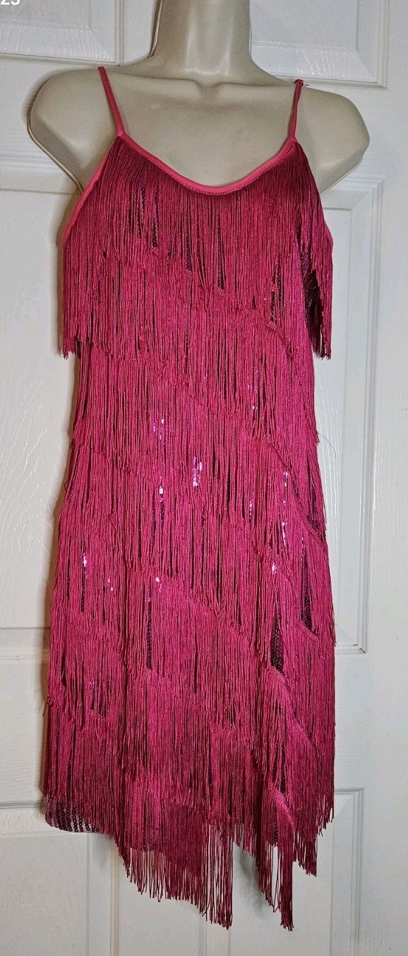 Fringe Gogo Showgirl Retro Flapper Sleeveless Dress Only 1920's Style Size M