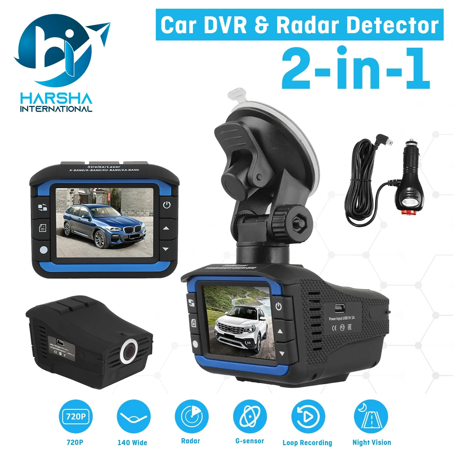 2IN1 Anti Radar Laser Police Detector Speed Car DVR Recorder Dash Camera Night