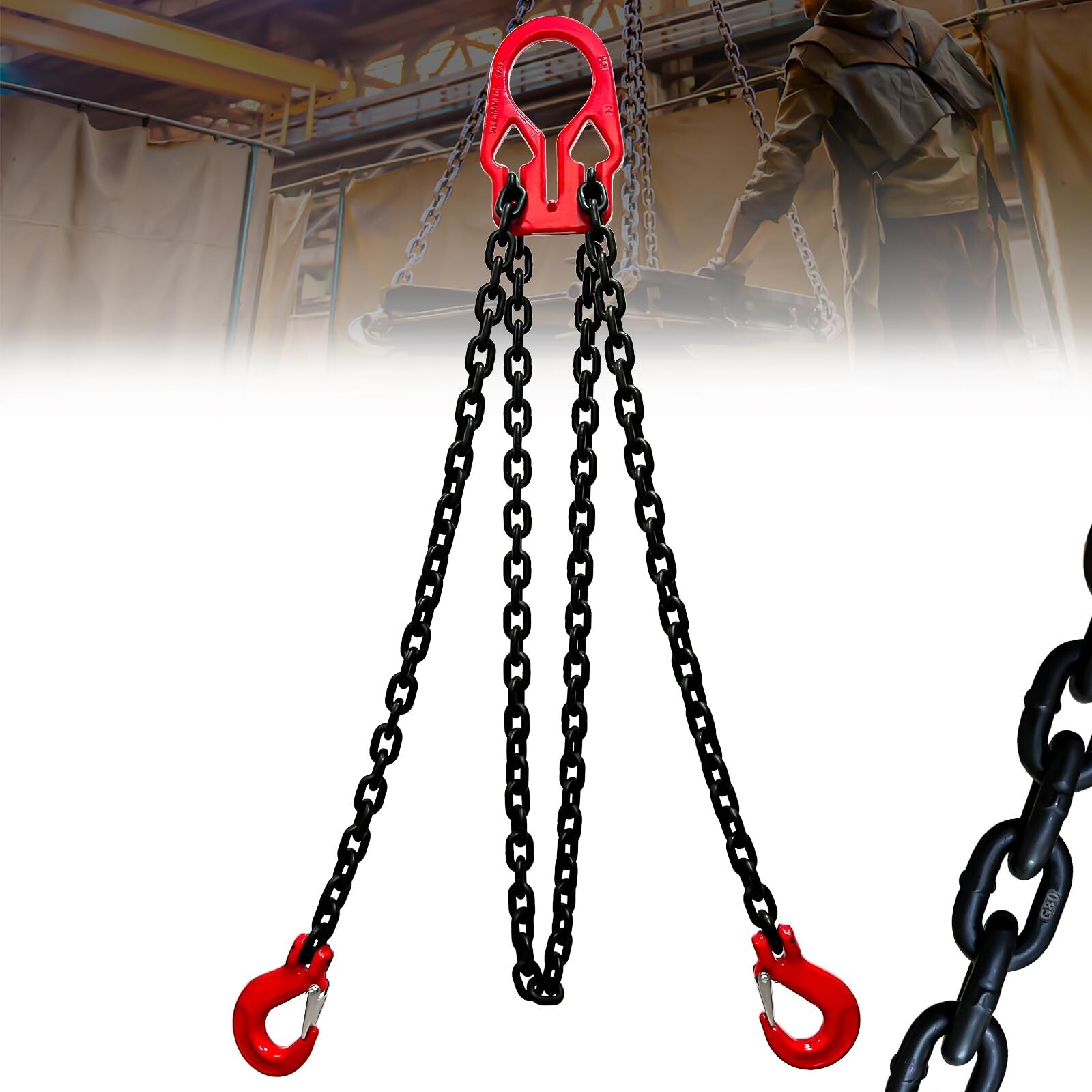 FITHOIST Adjustable Chain Sling, 3.18 T G80 Alloy Steel 2 Way Chain Slings