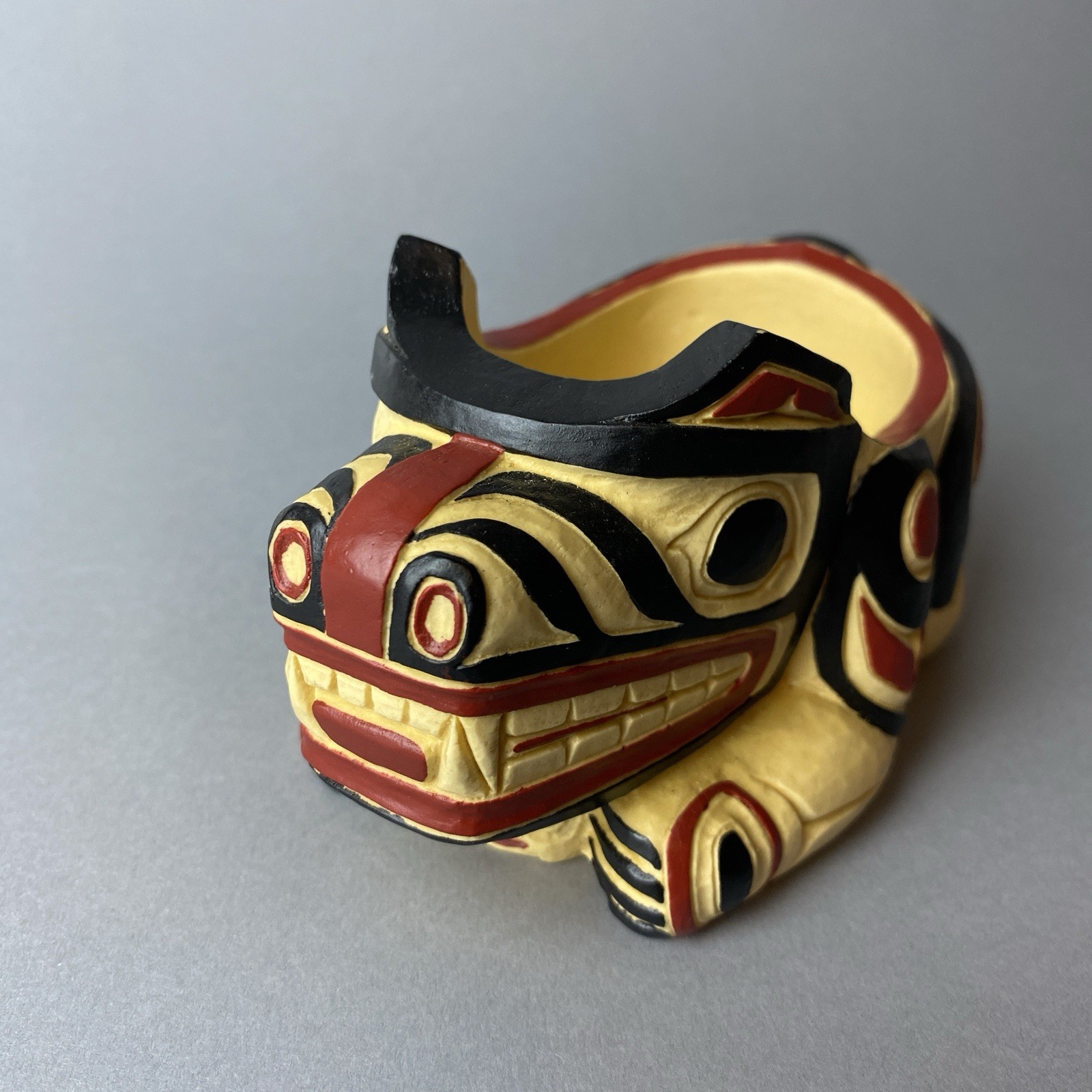 Potlatch Bowl Bear BOMA Hand Painted Art Northwest Coast First Nations Canada