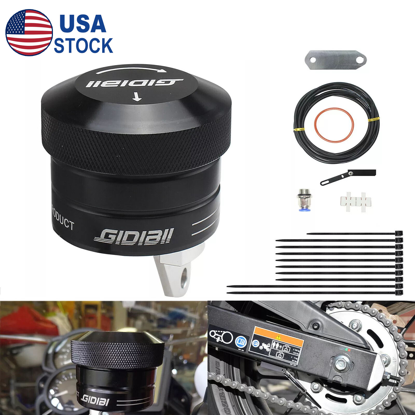 Universal Motorcycle Automatic Lubricating Oiling System Chain Oiler Kit Black