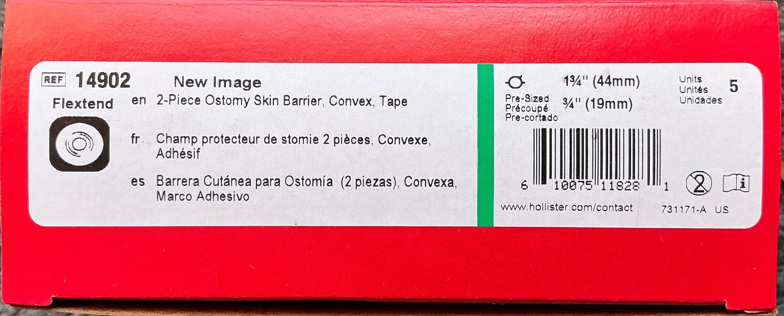 14902 Skin Barrier by Hollister 1-3/4" (44 mm) to 3/4" (19mm) Sealed 5 per Box