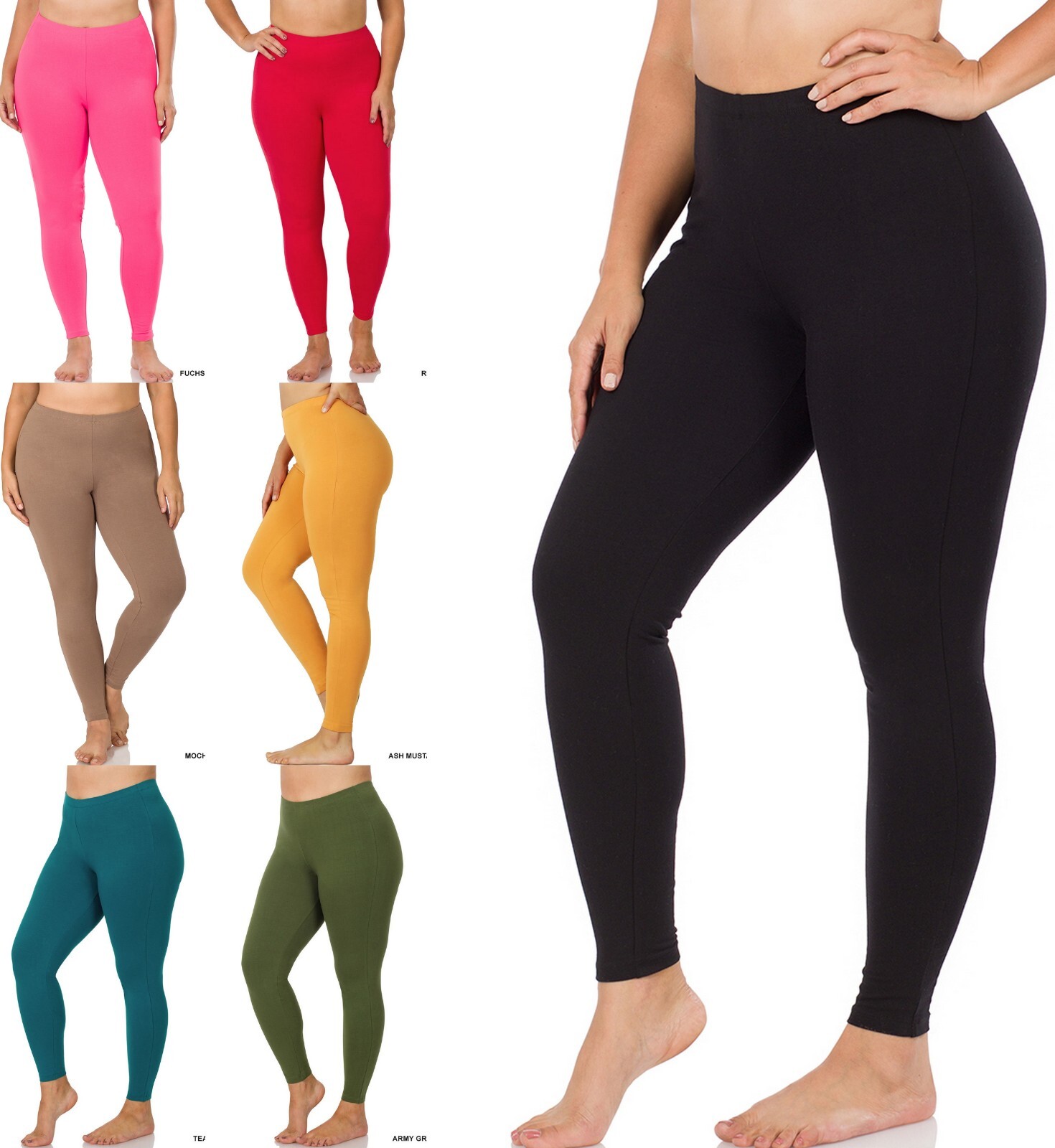 1X 2X 3X Women's Premium Soft Stretch Cotton Long Leggings Yoga Hiking Lounging
