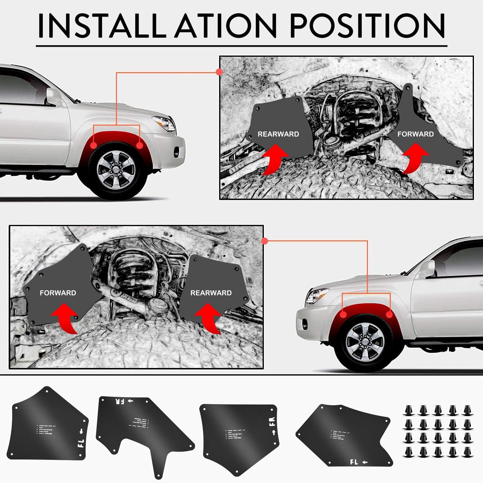 Toyota Tundra Sequoia Fender Liner Splash Guard 07-20 Wheel Well Set 53737-0C030