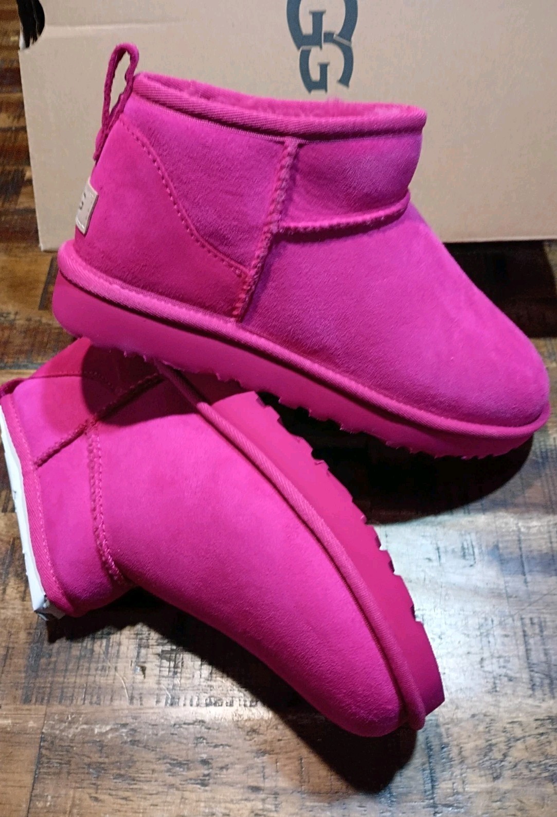 WOMENS UGG Classic Ultra Mini Suede Boot RARE DARK PEONY SZ 10.0 BRAND NEW BOX