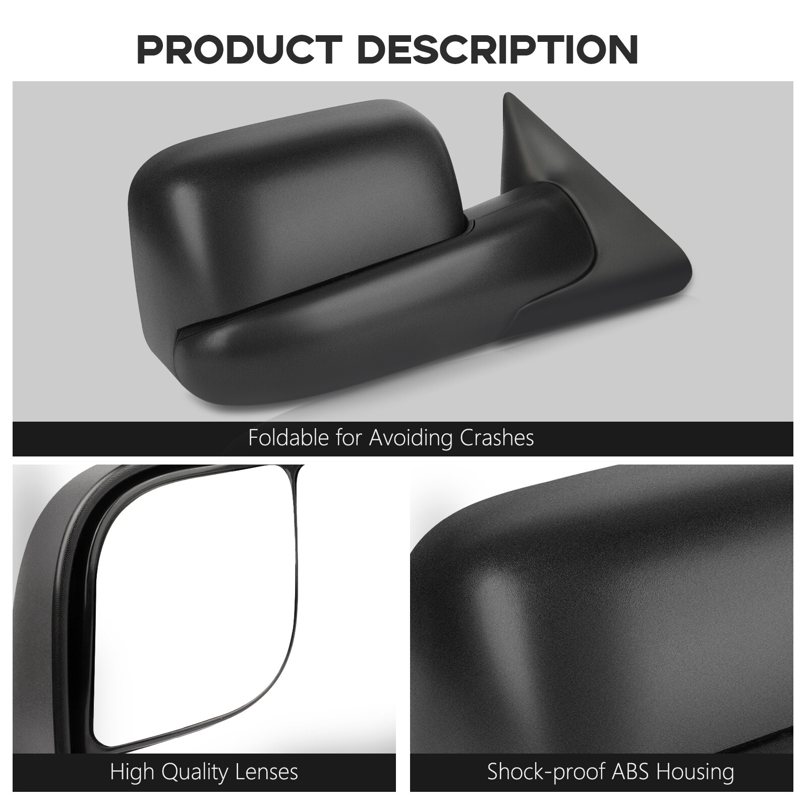 Left+Right 1994-2001 Dodge RAM 1500 94-02 2500/3500 Flip Up Manual Tow Mirrors