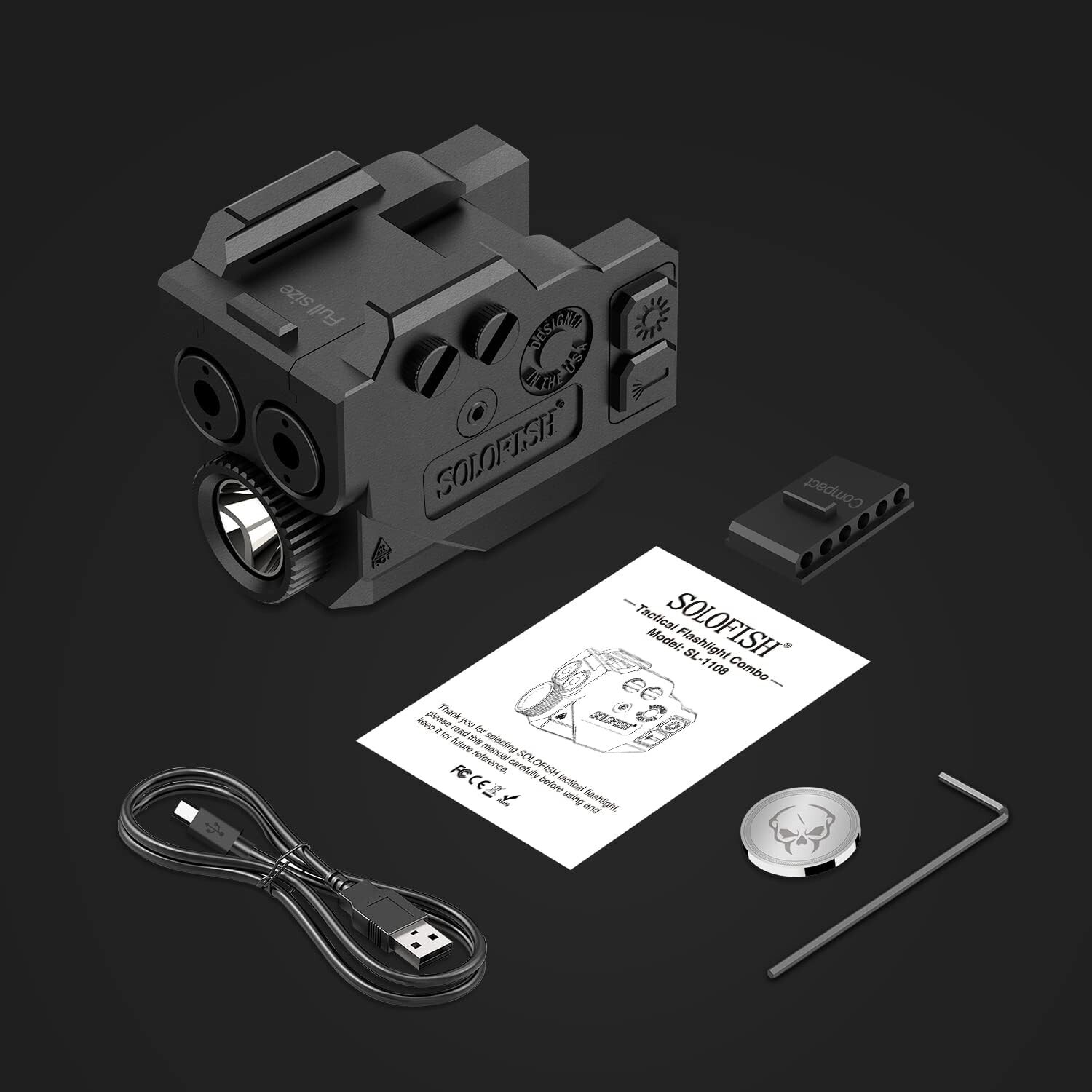 SOLOFISH Green+Purple Laser Sight & Flashlight for Pistol Handgun Picatinny Rail