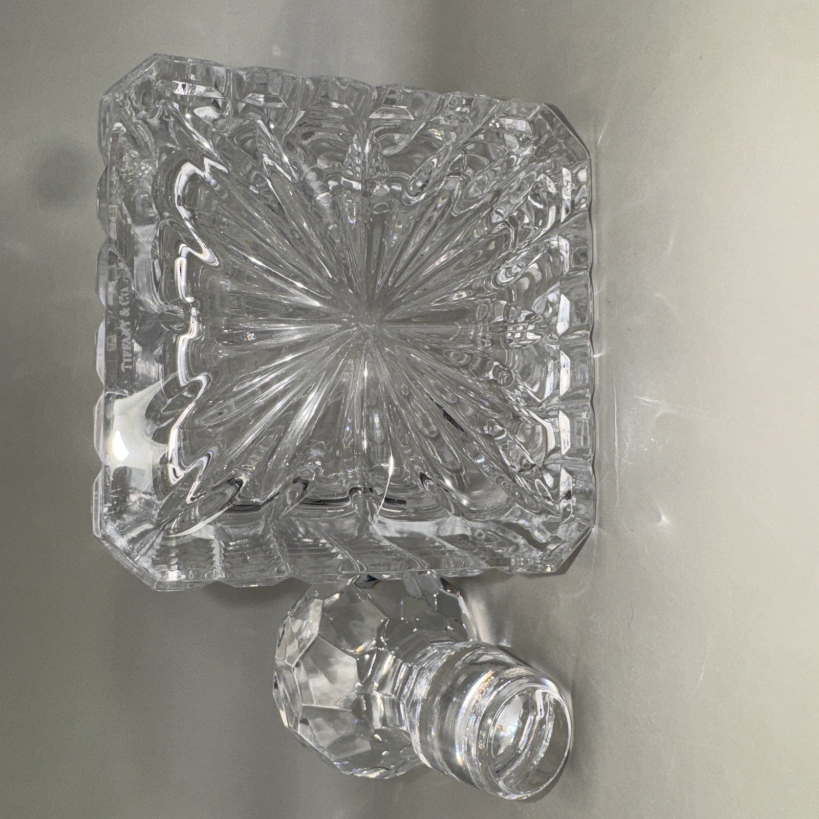 Tiffany & Co Tartan Decanter Cut Crystal Plaid Liquor 1990's 10" Retired