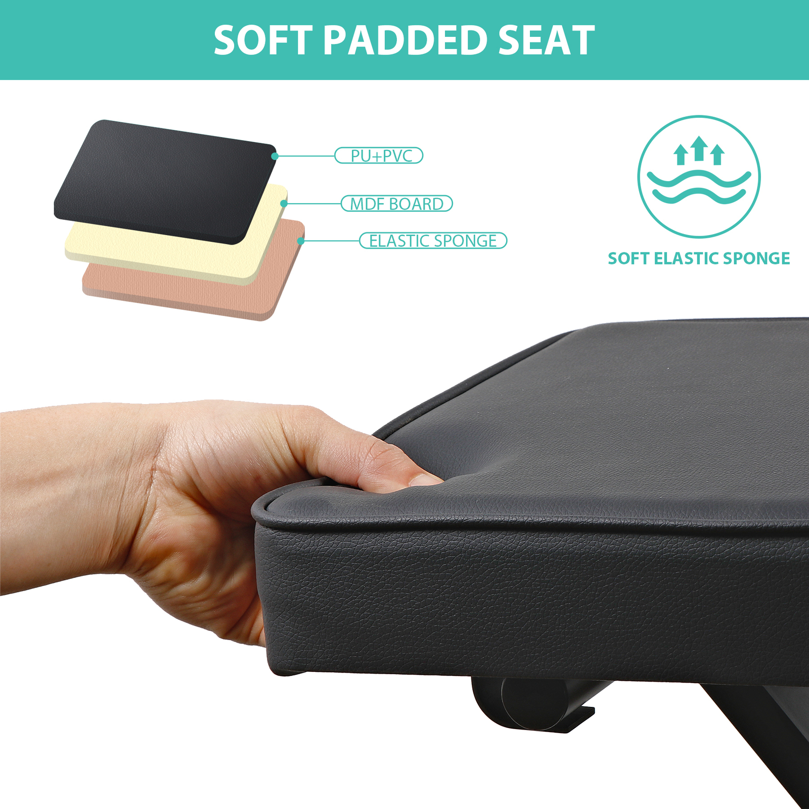 X-Style Piano Bench Thickness Padded Chair Seat Adjustable Height Keyboard Stool