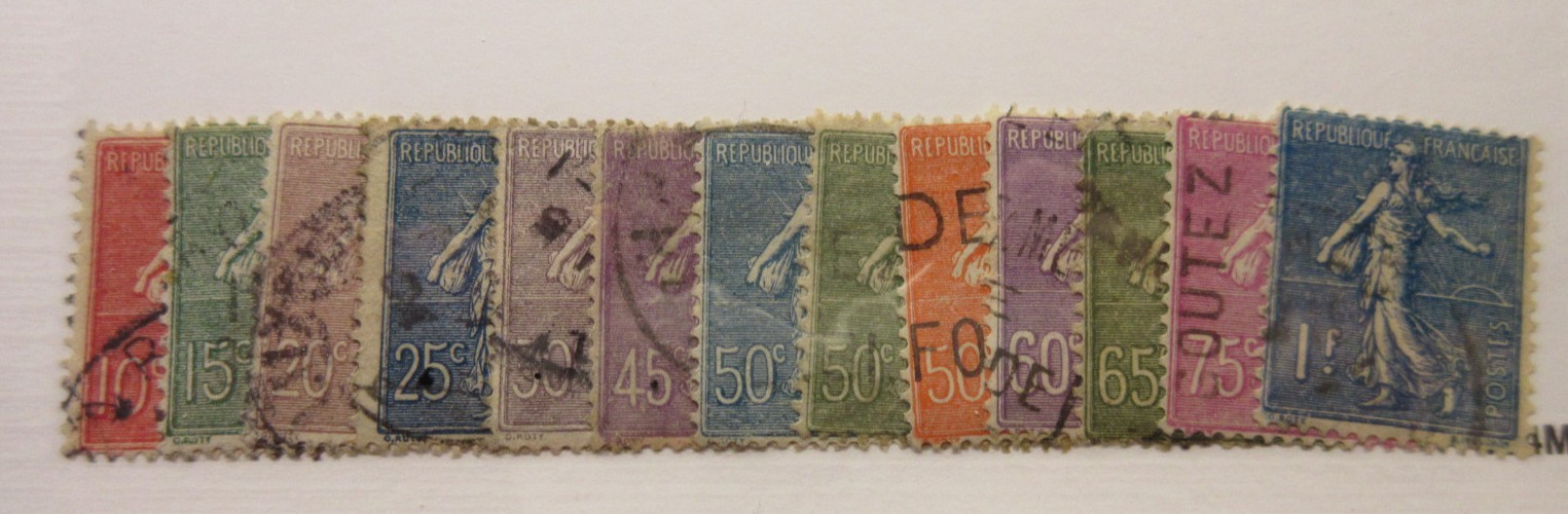 FRANCE, Scott: 138-146, 148, 150, 151, 154, USED, Lot33, Cat: $17.45