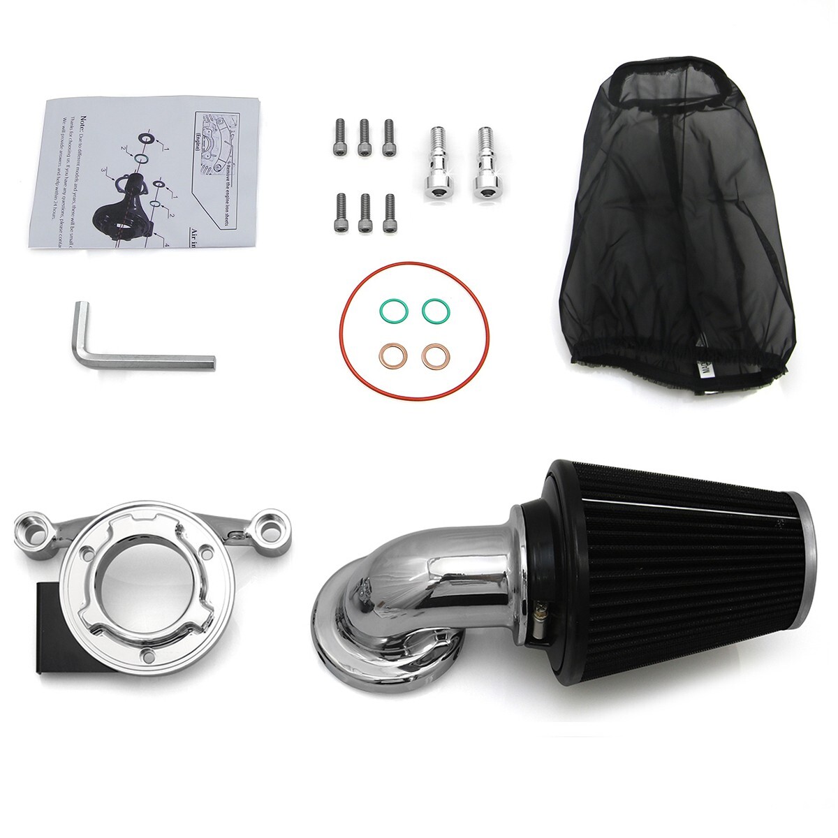 Chrome cone Air cleaner filter For harley Touring FLHX FLHR Electra Glide 08-16