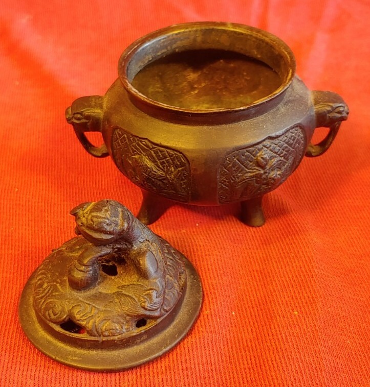 Antique Old Vintage Asian Bronze Incense Burner