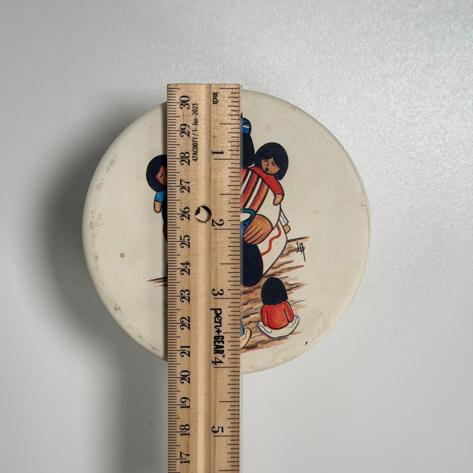 Vintage Native American Pueblo Storyteller Coaster Set Art Pottery Signed