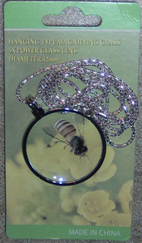 rOund Magnifying Glass Pendant magnifier Reader Necklace SILVER Chain 5x Loupe