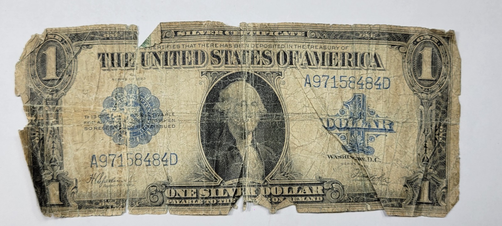 1923 $1 Horse Blanket Silver Certificate Large Size Heavily Circulated *M797