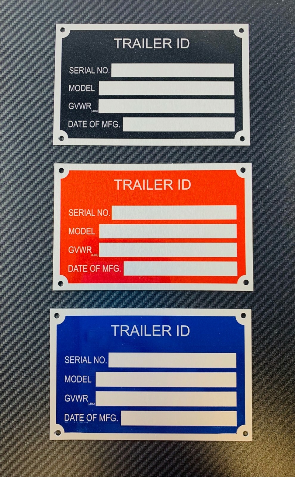 TRAILER ID TAG PLATE DATA ENGRAVED WITH NUMBER IDENTIFICATION TAG FREE SHIP