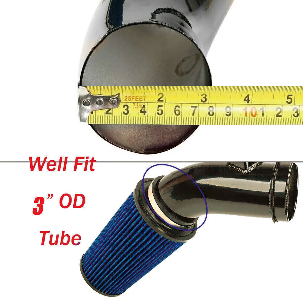 4'' 102mm Long High Flow Inlet Cone Dry Filter Cold Air Intake Replacement NEW