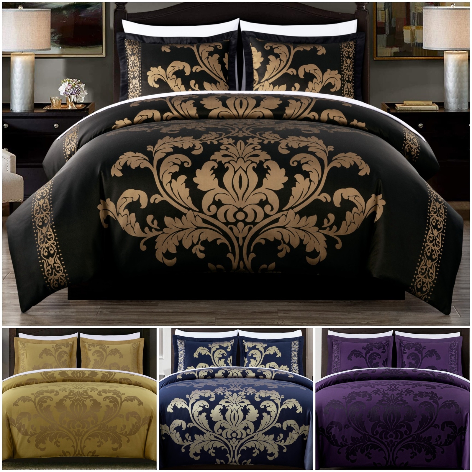 Chezmoi Collection 7-Piece Luxury Jacquard Floral Bed in a Bag Comforter Set