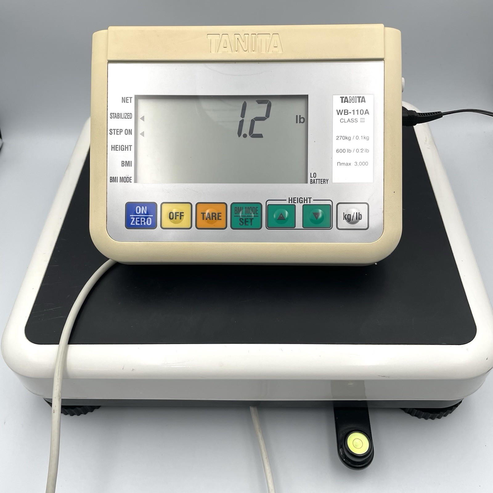 Tanita WB-110A Class III Digital Scale 600lb Max BMI Mode w/Display! WORKS!